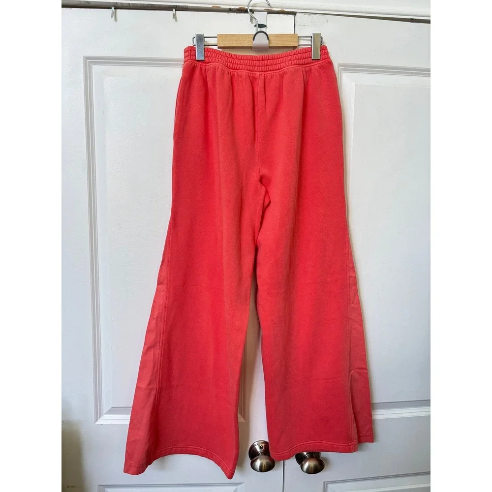 NWT Aerie First Class Fleece Trouser Womens S Rusty Peach Wide Leg Pull On - Picture 5 of 12